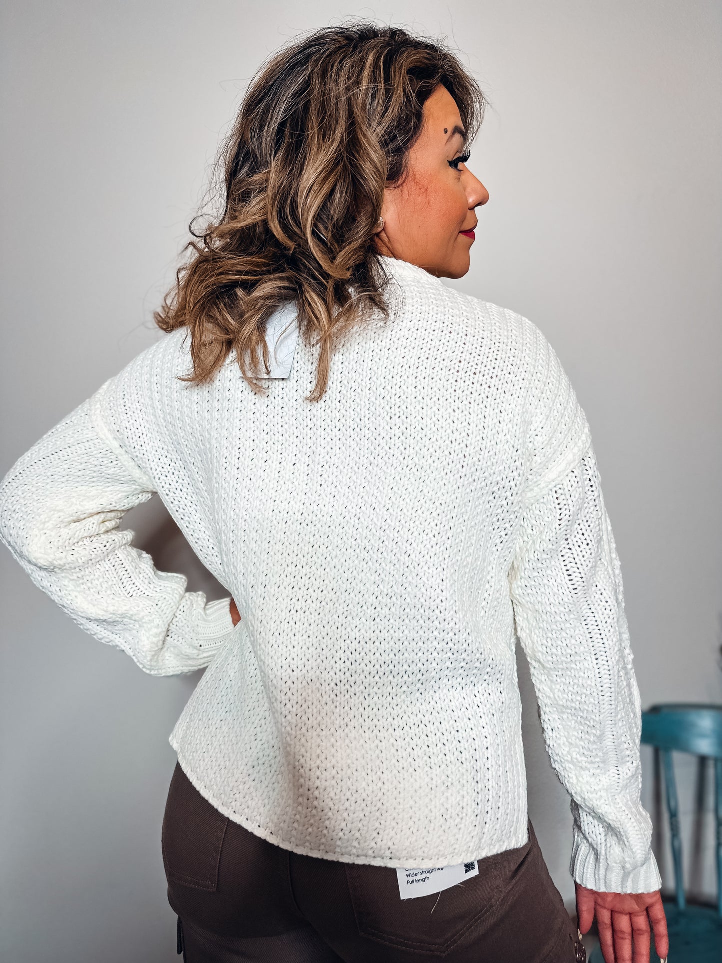 Winter White Cable Knit Sweater