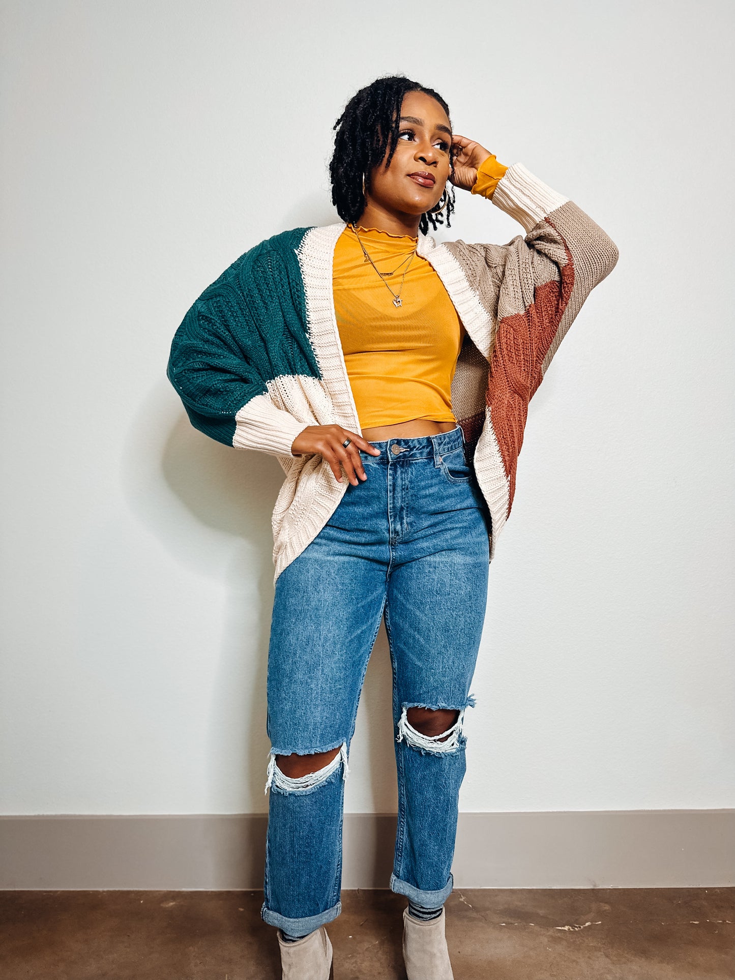 Harvest Color Block Cardigan