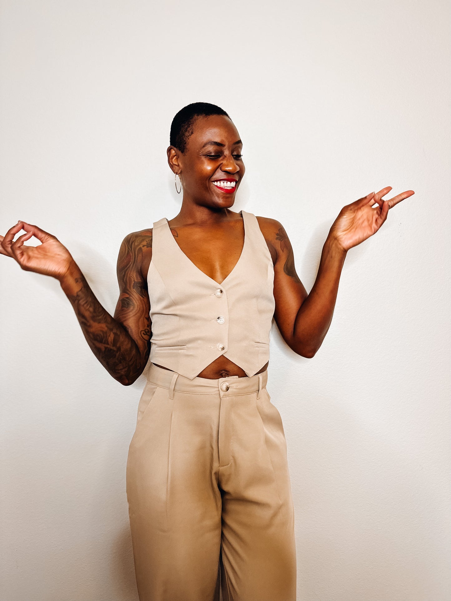 Hazelnut Cropped Waistcoat