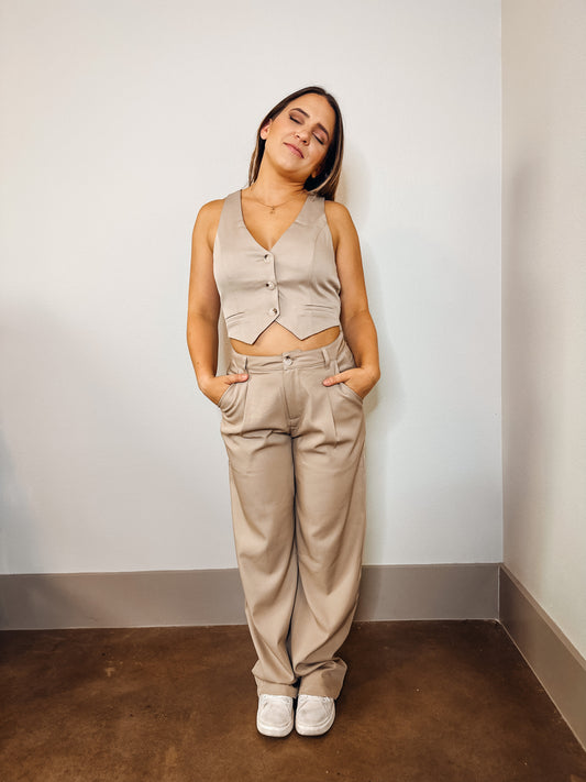 Hazelnut Wide Leg Trouser