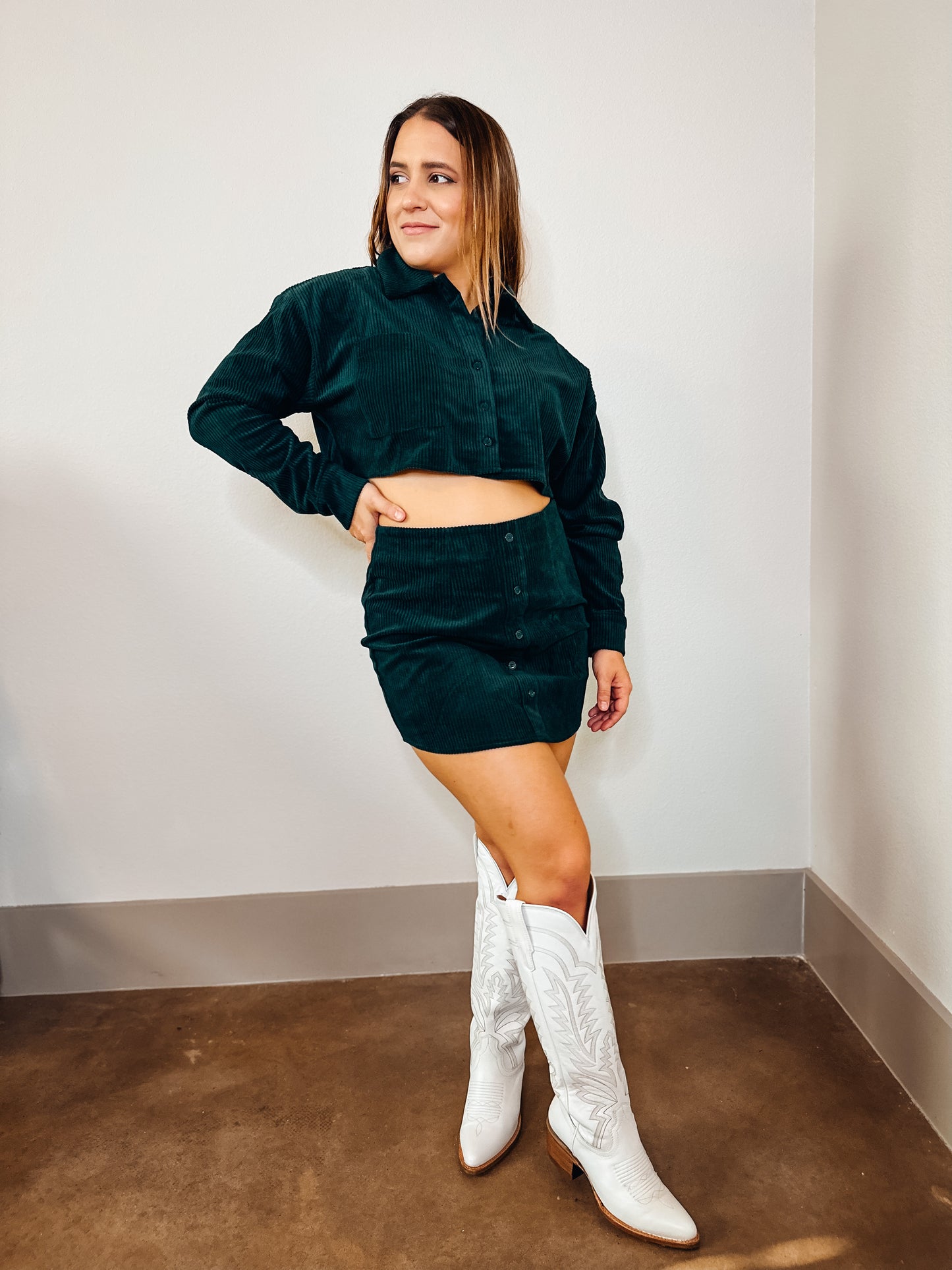 Forest Fern Mini Corduroy Skirt