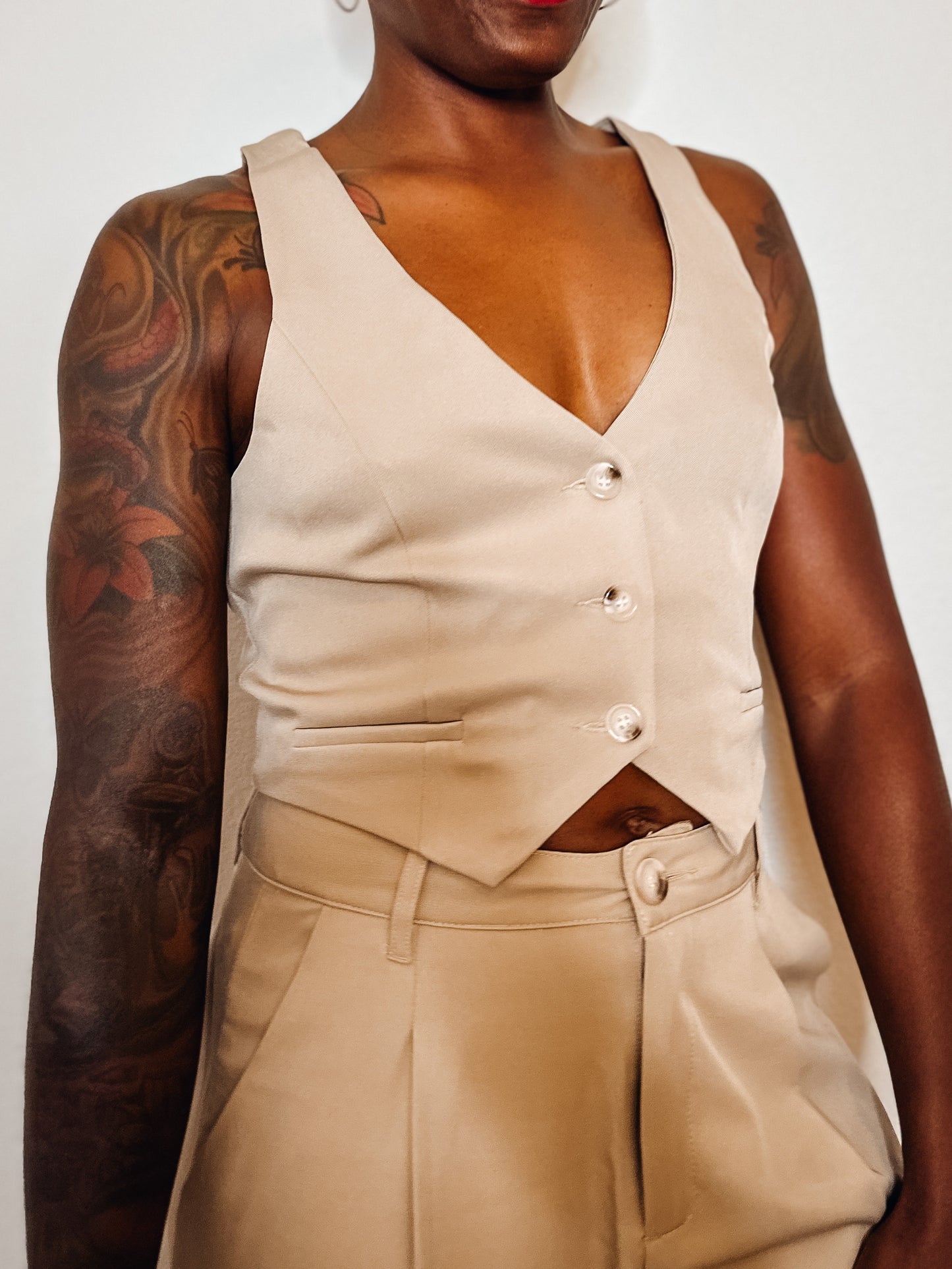 Hazelnut Cropped Waistcoat
