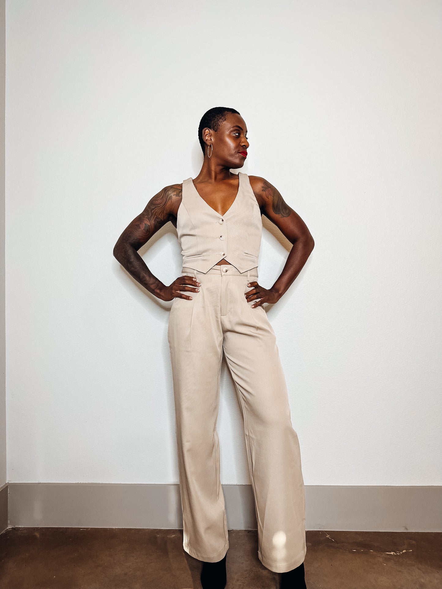 Hazelnut Wide Leg Trouser