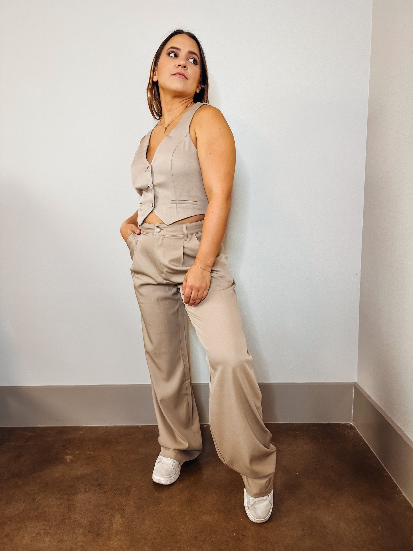 Hazelnut Cropped Waistcoat