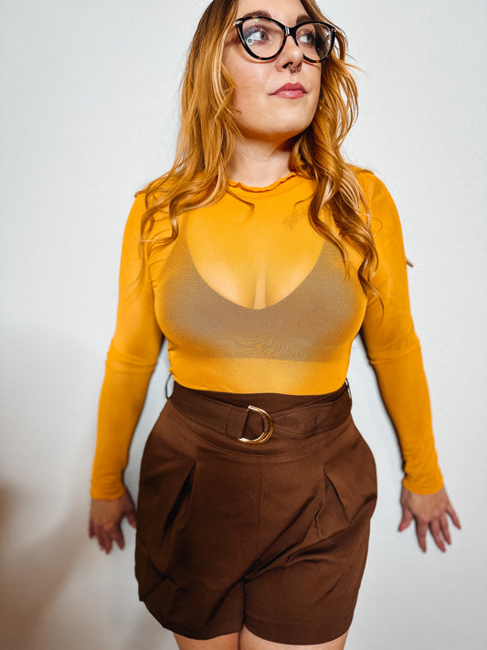 Marigold Mesh Cropped Long Sleeve Top