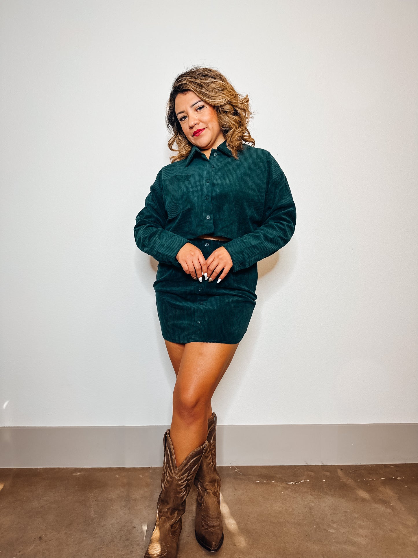 Forest Fern Mini Corduroy Skirt