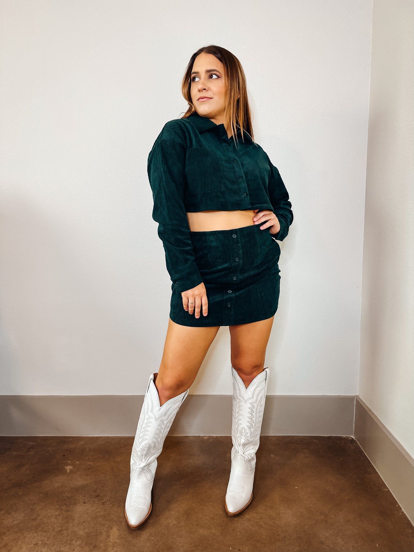 Forest Fern Corduroy Cropped Top