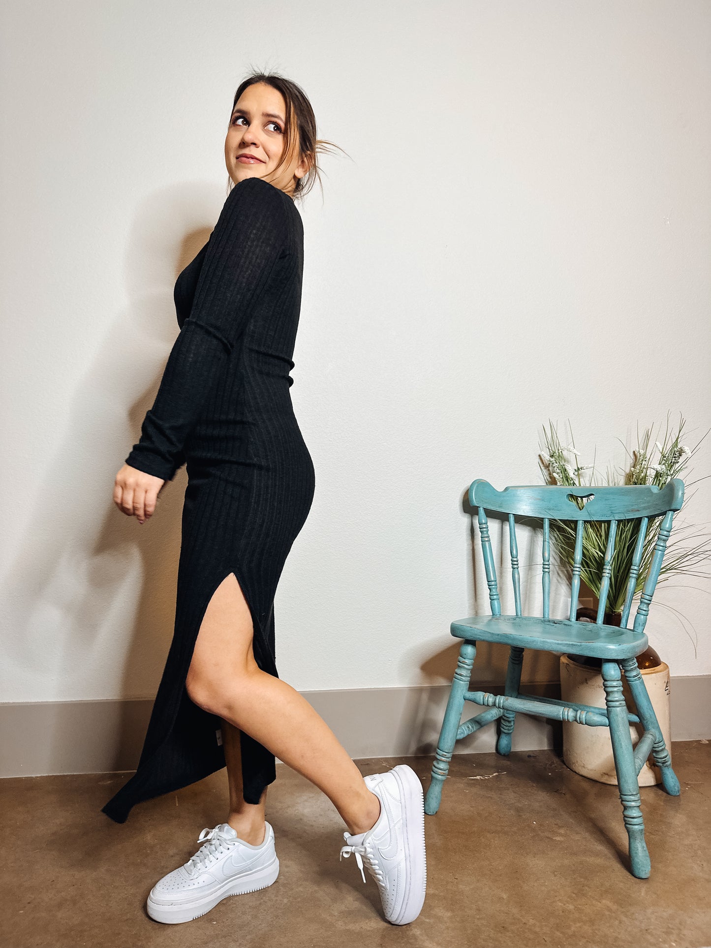 Katie Black Sweater Dress